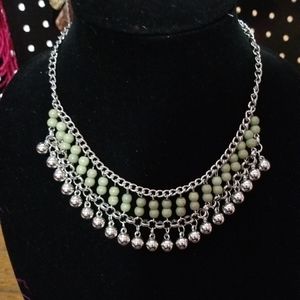 Green and silver short paparazzi necklace